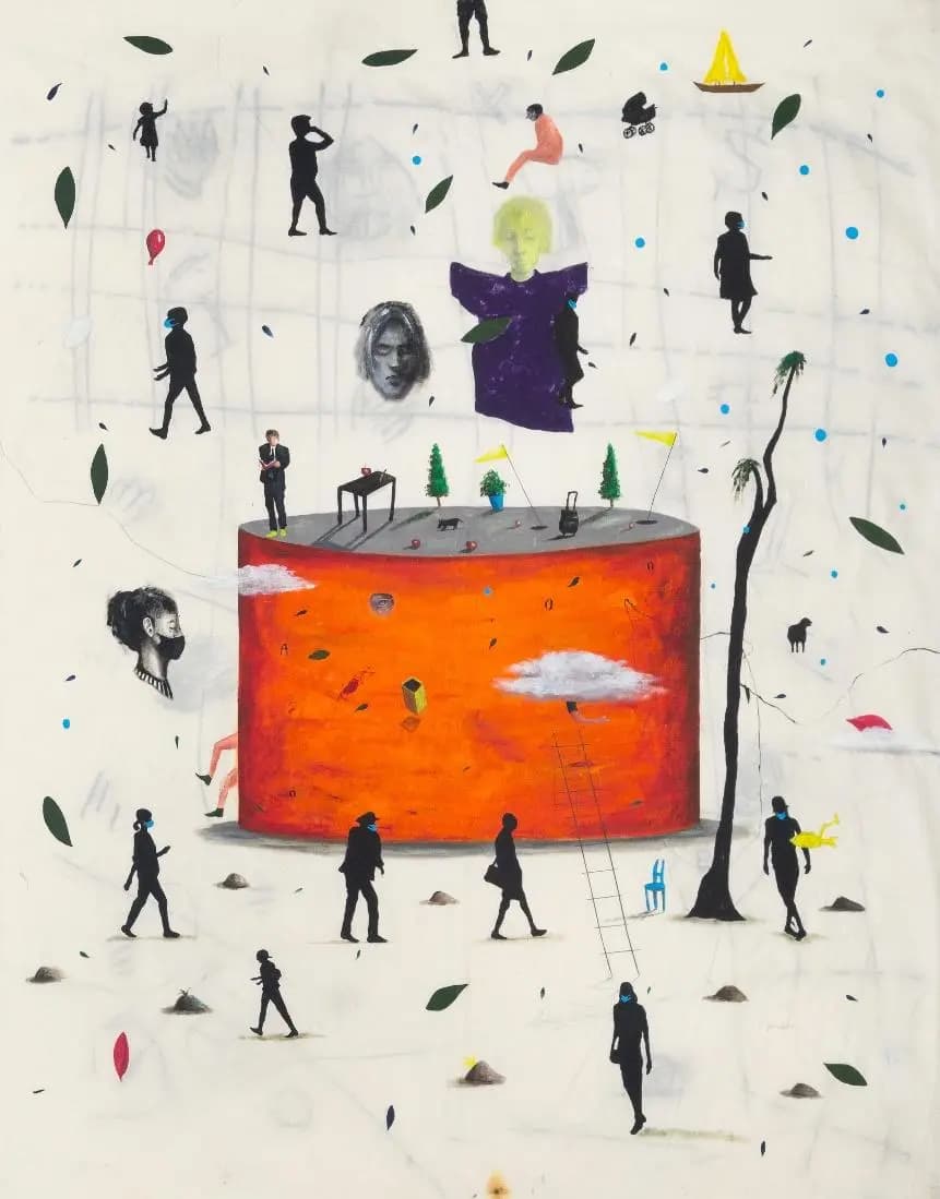 «Sensaciones vividas, serie tótem» (2020), óleo sobre liencillo — pintura de Johan Galué
